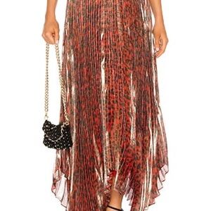 Alice + Olivia Red and Black Leopard High Low Skirt